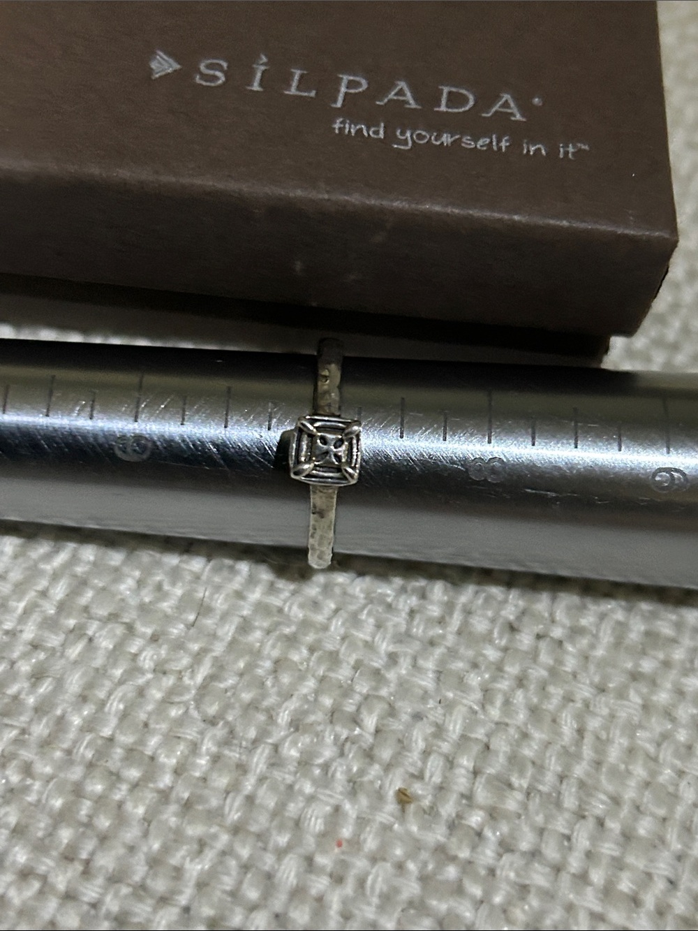 Silpada Silver Square Accent Hammered Band Ring